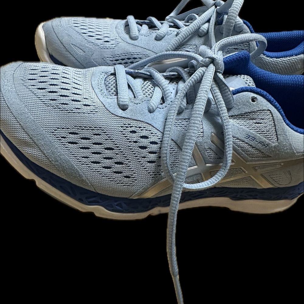 ASICS Light Blue and White Athletic Sneakers true color is the very first pic